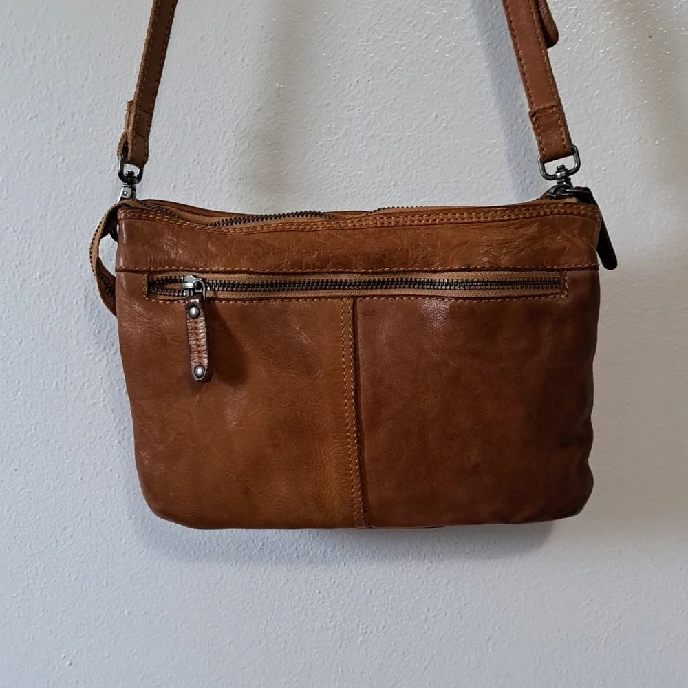Woven Brown Leather Crossbody Bag - Picture 3 of 9